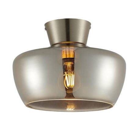 Plafonnier BLUR en Verre Fumé Noir et Métal Nickel Satiné