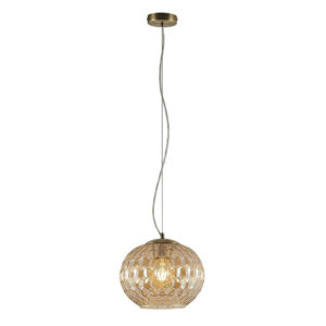 Suspension MOOVE en Verre Ambré et Métal Laiton Antique Suspension MOOVE en Verre Ambré et Métal Laiton Antique