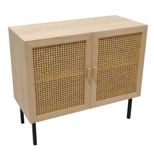 Buffet REED en Métal Noir, Cannage et Pin Naturel Buffet REED en Métal Noir, Cannage et Pin Naturel