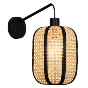 Applique Murale NEST en Cannage Naturel et Métal Noir Applique Murale NEST en Cannage Naturel et Métal Noir