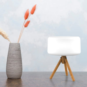 Lampe Moderne Extérieur LED Chloe en Bois et PVC Blanc