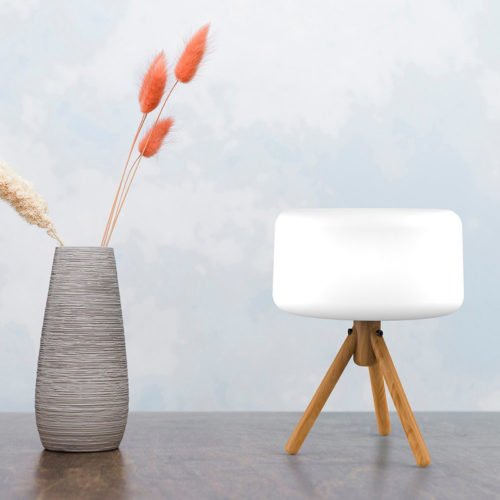 Lampe Moderne Extérieur LED Chloe en Bois et PVC Blanc Lampe Moderne Extérieur LED Chloe en Bois et PVC Blanc