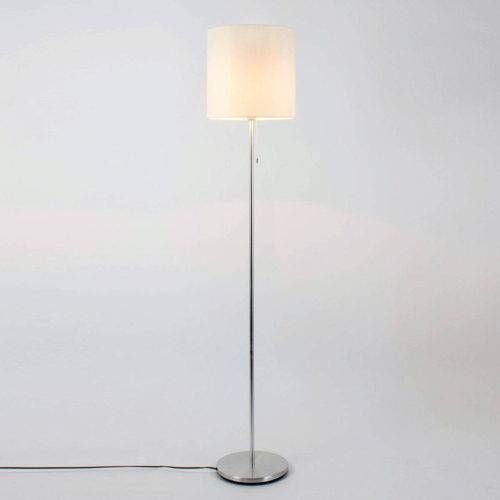 Lampadaire SENDO Argenté et Blanc en Métal et Tissu Lampadaire SENDO Argenté et Blanc en Métal et Tissu