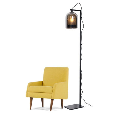 Lampadaire BELL en Métal et Verre Fumé Noir