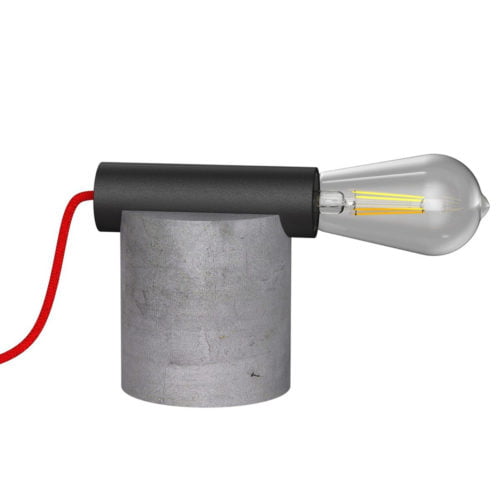 Pied de Lampe MODERN en Béton Gris et Métal Noir Pied de Lampe MODERN en Béton Gris et Métal Noir