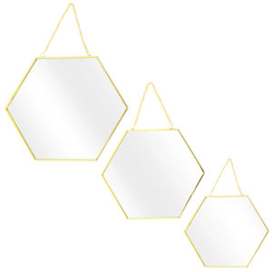 Miroir Hexagonal X3 Tailles Finition Or M6 Miroir Hexagonal X3 Tailles Finition Or M6