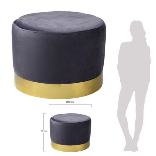 Pouf Velours Gris Base Métal M1 Pouf Velours Gris Base Métal M1