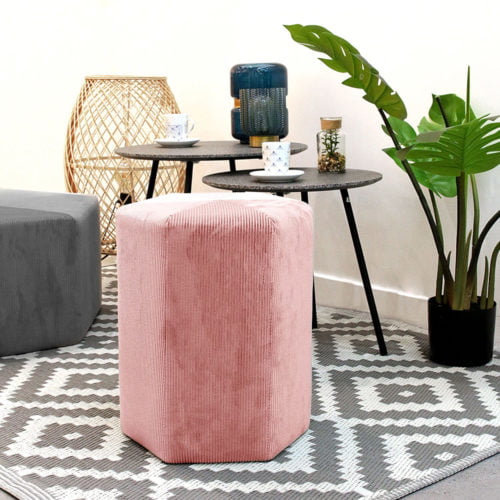 Pouf Velours Côtelé Giulia Rose M1 Pouf Velours Côtelé Giulia Rose M1