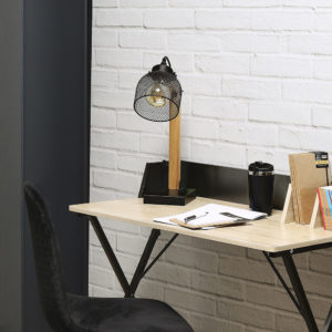 Lampe à Poser Grille Métal Bois M4 Lampe à Poser Grille Métal Bois M4