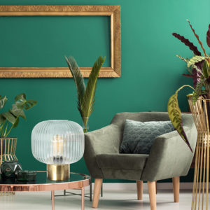 Lampe à Poser Verre Vintage Transparent et Doré M8