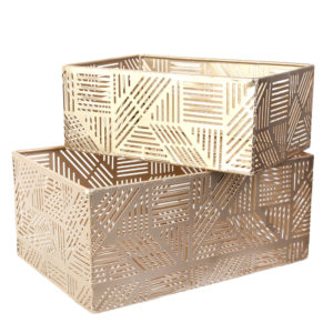 Panier Métal Ajouré Doré Rayure X2 M6 Panier Métal Ajouré Doré Rayure X2 M6