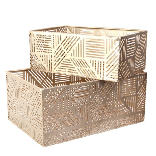 Panier Métal Ajouré Doré Rayure X2 M6 Panier Métal Ajouré Doré Rayure X2 M6