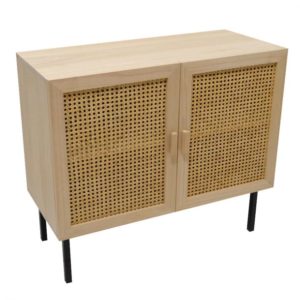 Buffet REED en métal noir, cannage et pin naturel Buffet REED en métal noir, cannage et pin naturel