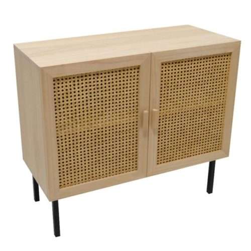 Buffet REED en métal noir, cannage et pin naturel Buffet REED en métal noir, cannage et pin naturel