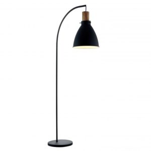 Lampadaire TANKA en métal noir et bois naturel Lampadaire TANKA en métal noir et bois naturel