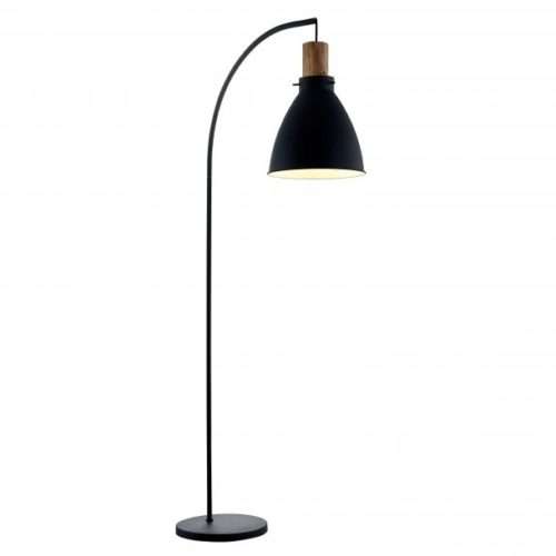 Lampadaire TANKA en métal noir et bois naturel Lampadaire TANKA en métal noir et bois naturel