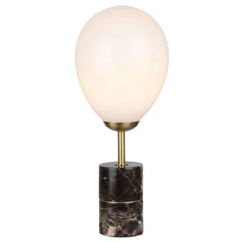 Lampe à poser LEXY (H52cm) en marbre marron, métal laiton et verre opale blanc Lampe à poser LEXY (H52cm) en marbre marron, métal laiton et verre opale blanc