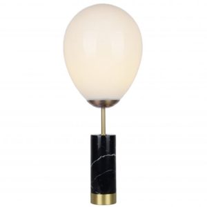 Lampe à poser LEXY (H76cm) en marbre noir, métal laiton et verre opale blanc Lampe à poser LEXY (H76cm) en marbre noir, métal laiton et verre opale blanc