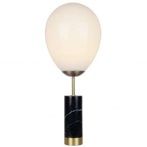 Lampe à poser LEXY (H76cm) en marbre noir, métal laiton et verre opale blanc Lampe à poser LEXY (H76cm) en marbre noir, métal laiton et verre opale blanc