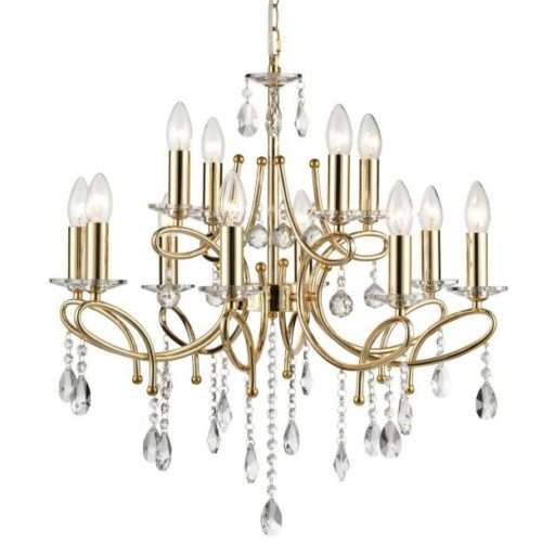Lustre BARY (D65cm) en métal doré et pampilles en cristal Lustre BARY (D65cm) en métal doré et pampilles en cristal