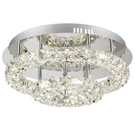 Plafonnier LED KRYS rond (D42cm) en métal chrome et cristal