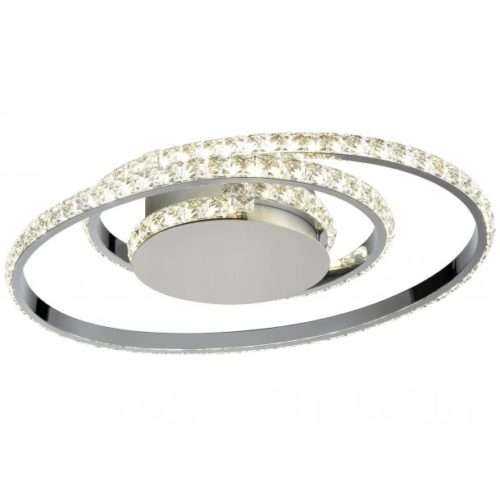 Plafonnier LED KRYS rond (D45cm) en métal chrome et cristal Plafonnier LED KRYS rond (D45cm) en métal chrome et cristal