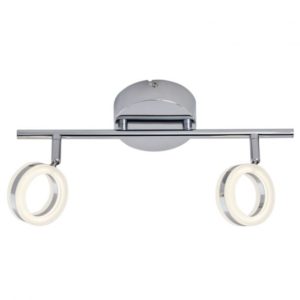 Réglette 2 spots orientables COLUMBUS argentée en métal Réglette 2 spots orientables COLUMBUS argentée en métal