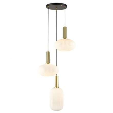 Suspension OPALE en métal doré et verre blanc