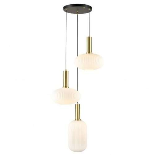 Suspension OPALE en métal doré et verre blanc Suspension OPALE en métal doré et verre blanc