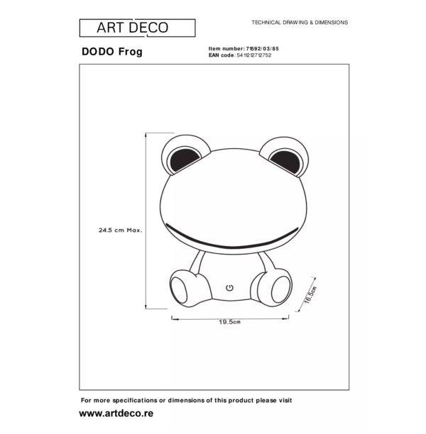 Fiche technique Lampe de Table Dodo Frog Vert