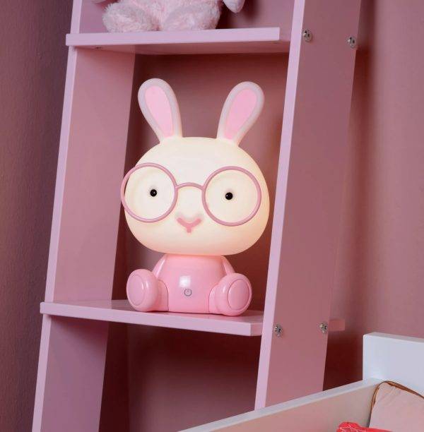 Illuminatez votre espace avec la Lampe de table Lucide Dodo Rabbit dimmable 3w en rose