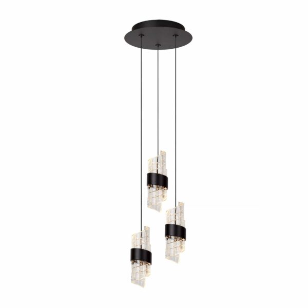 Suspension Lucide dim Kligande 3x8w (2700k) 25cm,noir