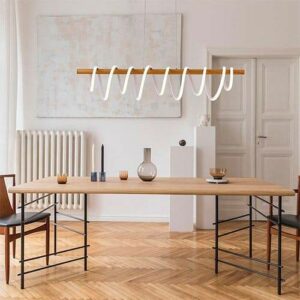 Suspension barre LED VORTEX en métal couleur bois