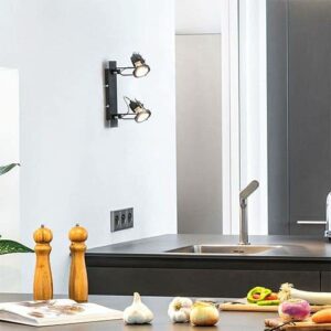 Spots modernes orientables TECHNO (2x3W) en métal noir mat Spots modernes orientables TECHNO (2x3W) en métal noir mat