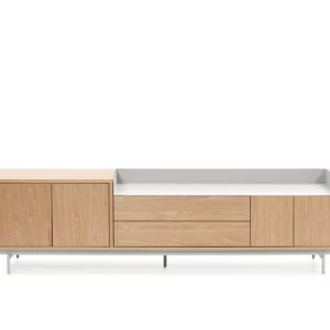 Meuble TV Teulat Valley 3P/2T chêne plateau/pieds gris