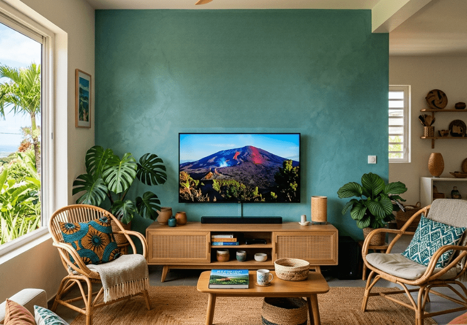 Des touches de vert et de bois pour une atmosphère apaisante